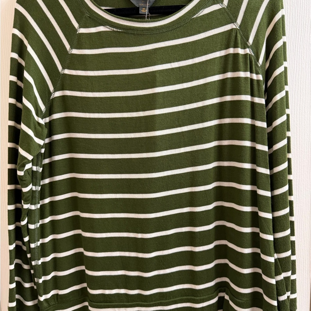 41 Hawthorn Olive and White Striped Long Sleeve Top